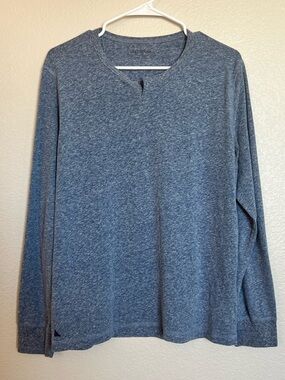 UNTUCKit Mens Heathered Navy Split-Neck Tee | Size M